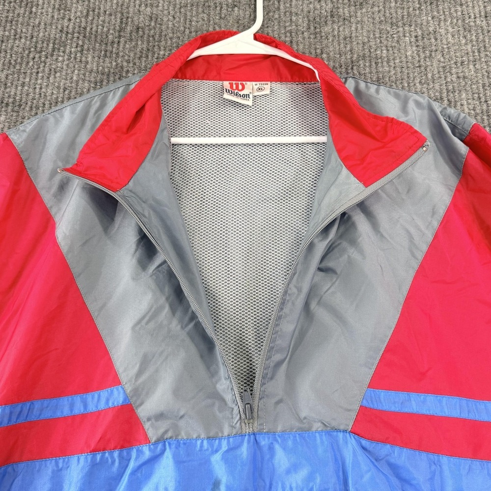 Vintage‎ Wilson Jacket Mens XL Gray Red Blue 1/2 Zip Windbreaker Pullover Korea - Picture 8 of 13